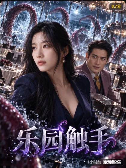 AI风格短剧画面，人物特写与背景层次